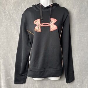Under Armour Hoodie Women's Size XL Black‎ Sweatshirt Pink Real-tree Como Lining